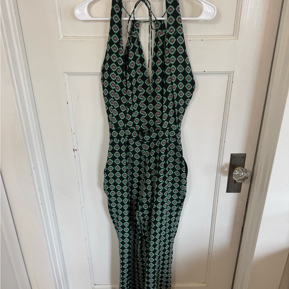 Diane Von Furstenberg Ireland green printed jumpsuit size 2 - Picture 7 of 14